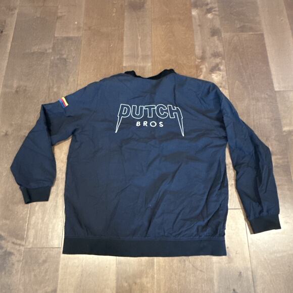 Dutch Bros Coffee Men Jacket Large Black Bomber Nylon Logo Embroidered Pockets - Picture 3 of 3